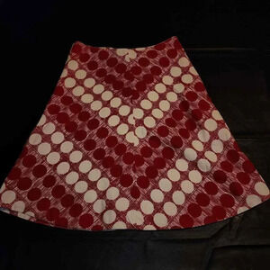 Elevenses Anthropologie Womens Red White Circle Skirt 4‎